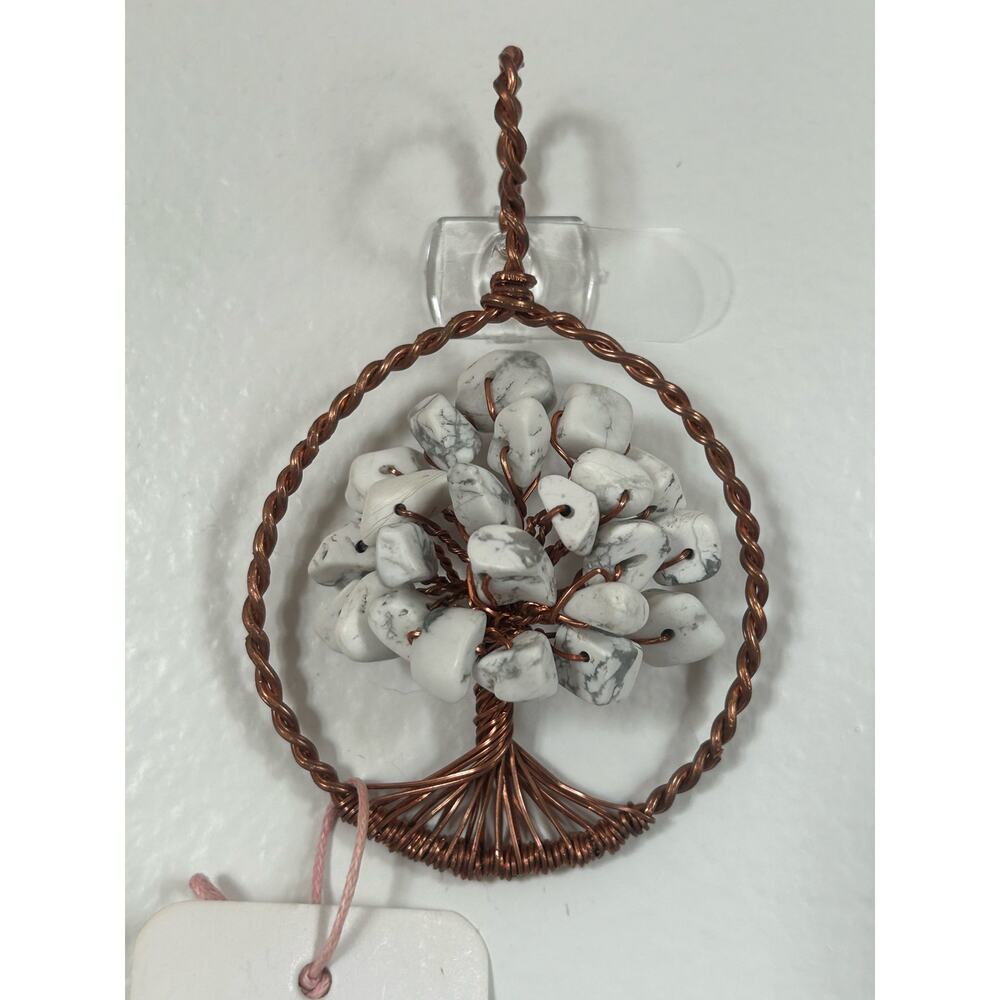 Handmade Wirewrapped Copper and Howlite Crystal Tree of Life,2-3inch Wall Decor